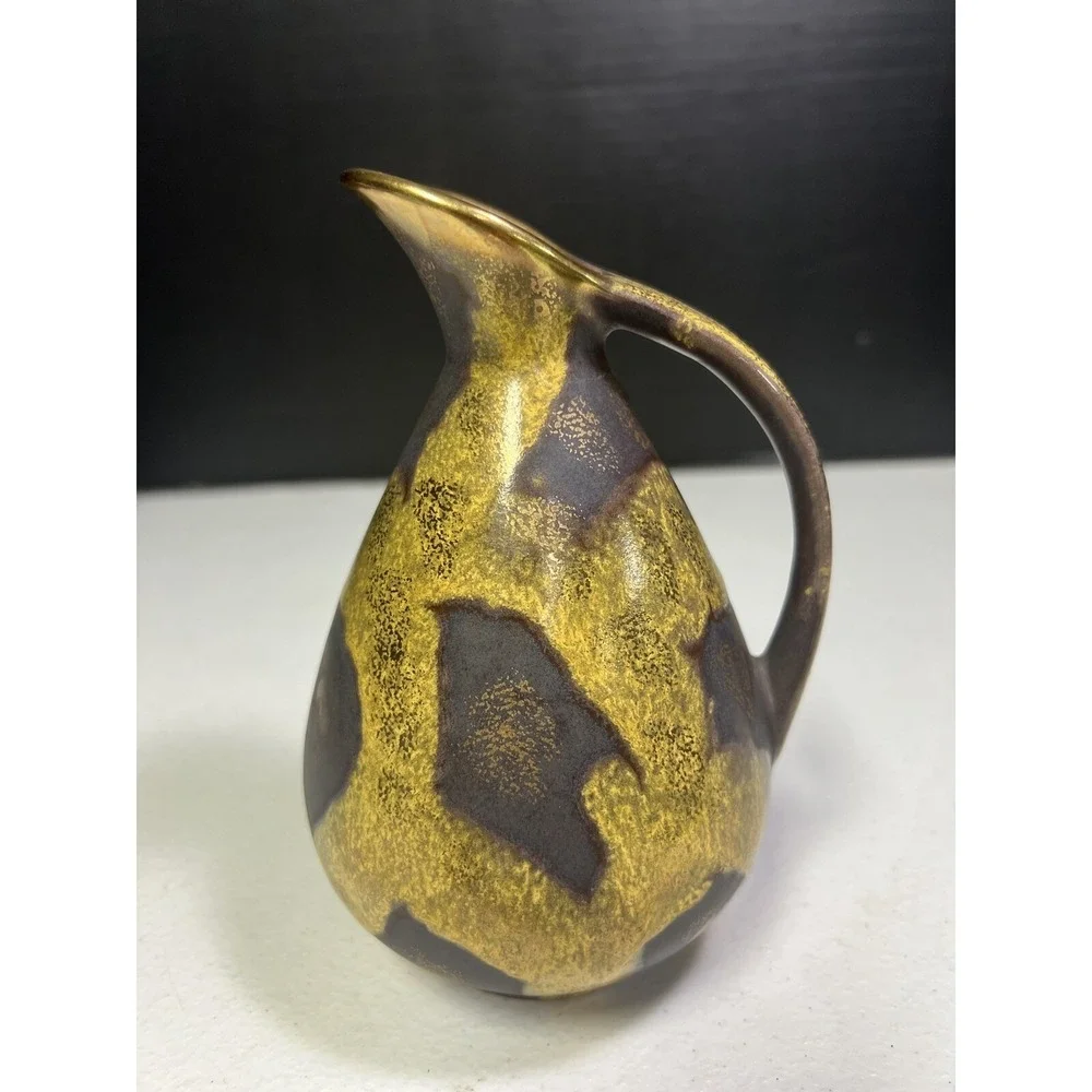 Jasba Keramik Germany Small Vase Jar Gold Yellow RARE 50s/60s